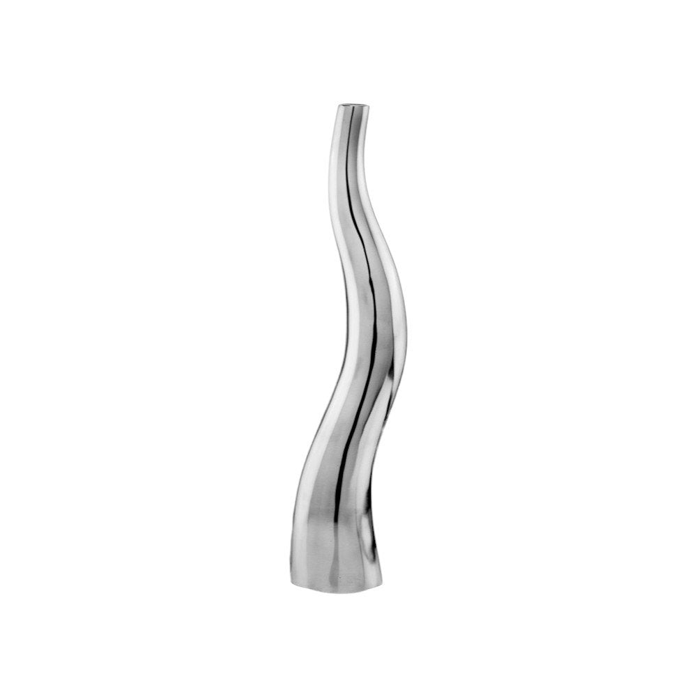 Set of Two Silver Aluminum Squiggly Vases