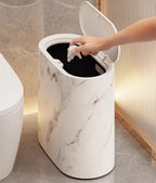 Marble Trash Can - Black & White