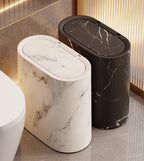 Marble Trash Can - Black & White