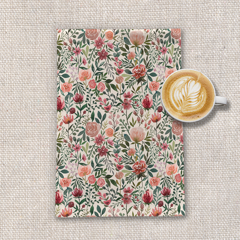 Pink Spring Flowers Tea Towel